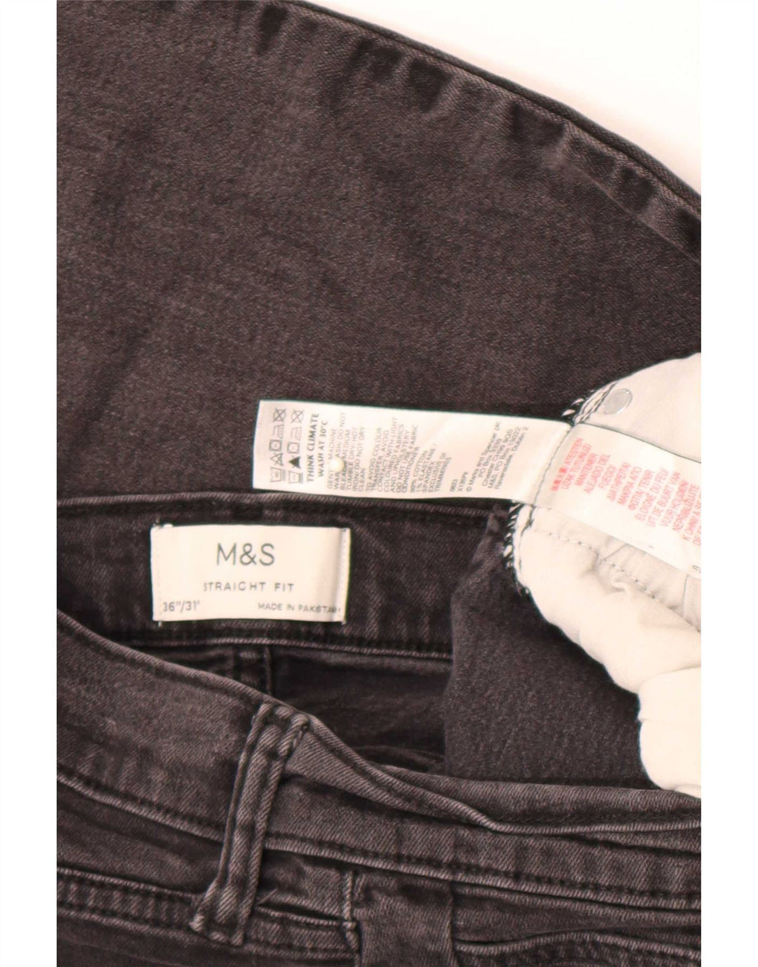 Marks & Spencer Herren Straight Jeans W36 L31 Graue Baumwolle