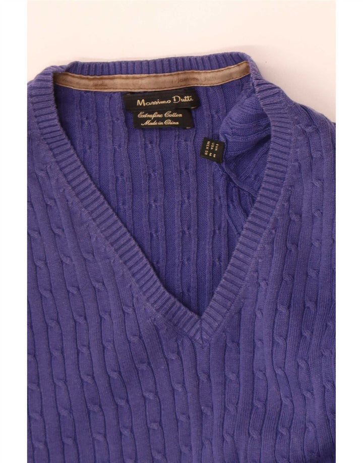 Massimo Dutti Damen-Pullover mit V-Ausschnitt, Gr. 12, mittleres Marineblau