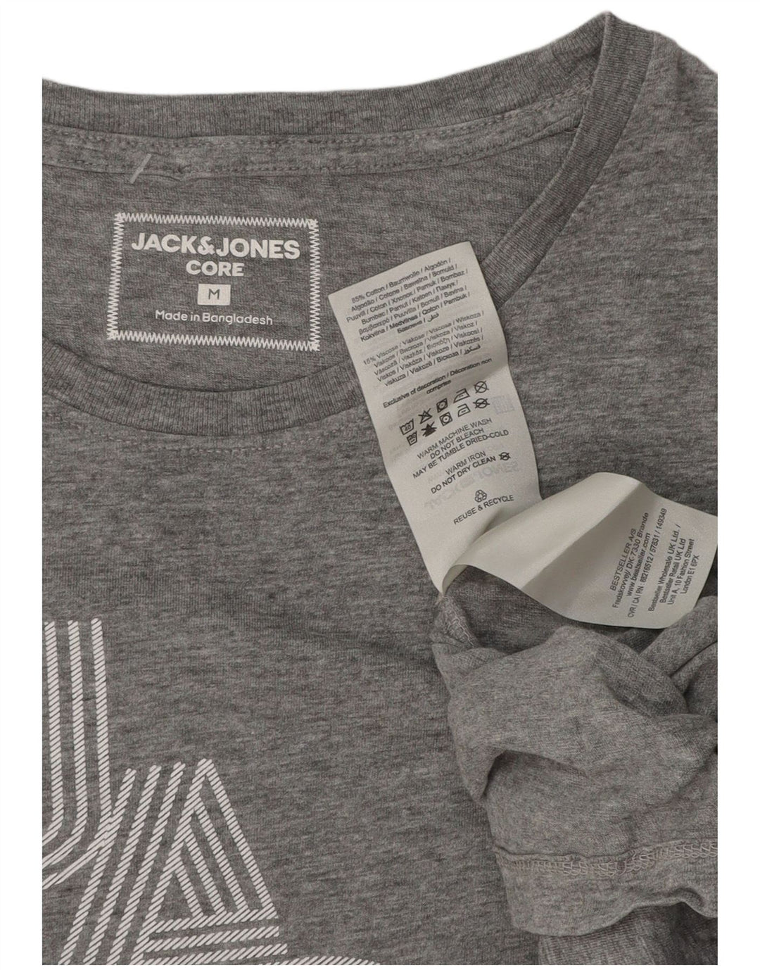 Jack & Jones Herren-T-Shirt mit Grafik, mittelgrau gesprenkelte Baumwolle