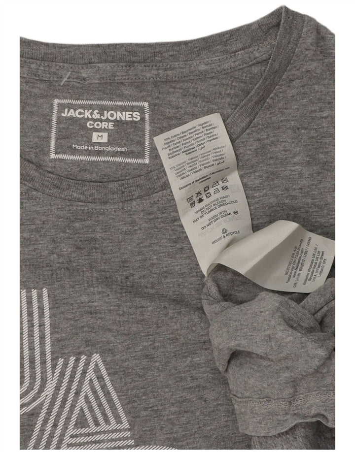 Jack & Jones Herren-T-Shirt mit Grafik, mittelgrau gesprenkelte Baumwolle