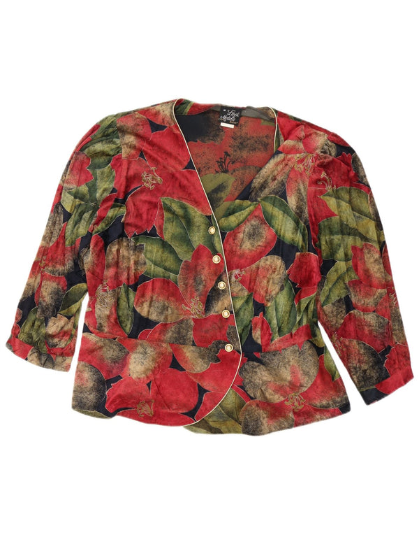 Vintage Damen 3/4-Ärmel-Hemdbluse IT 46 Großes mehrfarbiges Blumenmuster