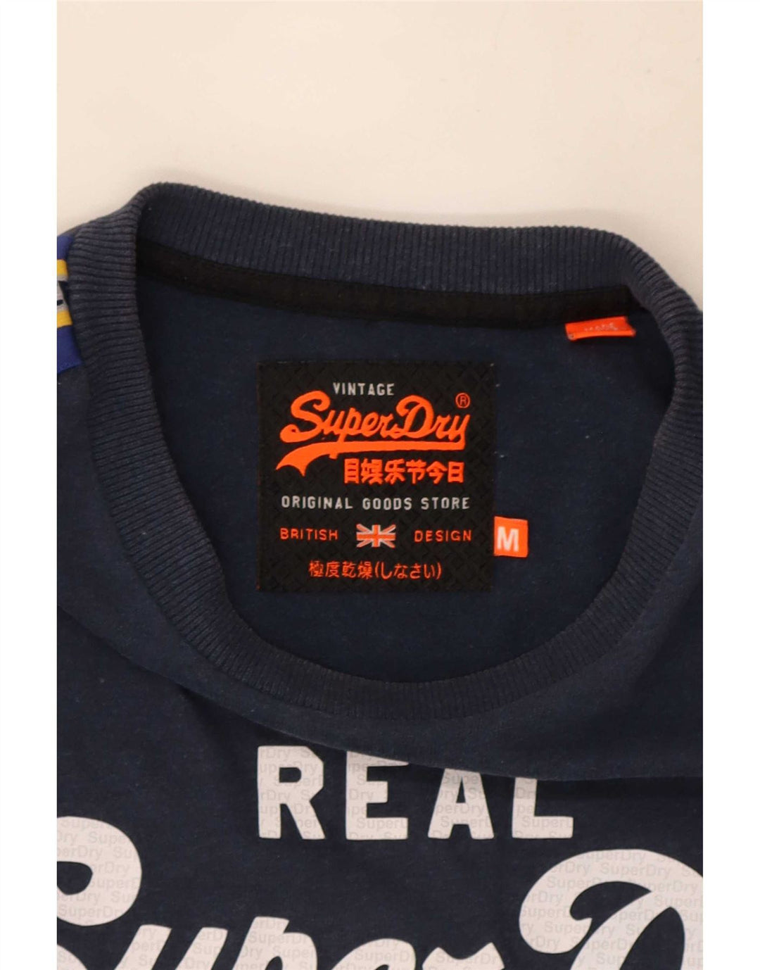 Superdry Herren Grafik T-Shirt Langarm Mittel Marineblau