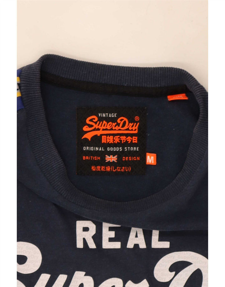 Superdry Herren Grafik T-Shirt Langarm Mittel Marineblau