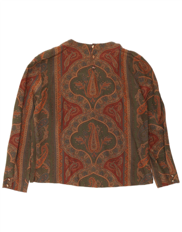 Vintage Damen Bluse Top IT 46 Große graue Paisley-Seide