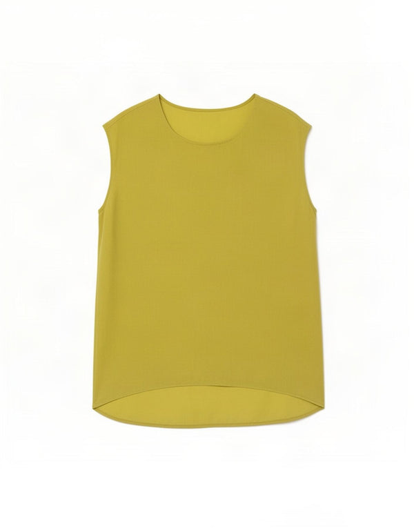 Vintage Damen Ärmelloses Blusentop UK 10 Kleine grüne Seide