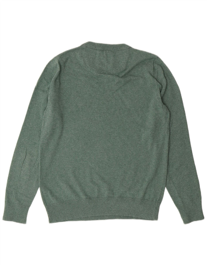 FAT FACE Mens V-Neck Jumper Sweater Small Green Cotton