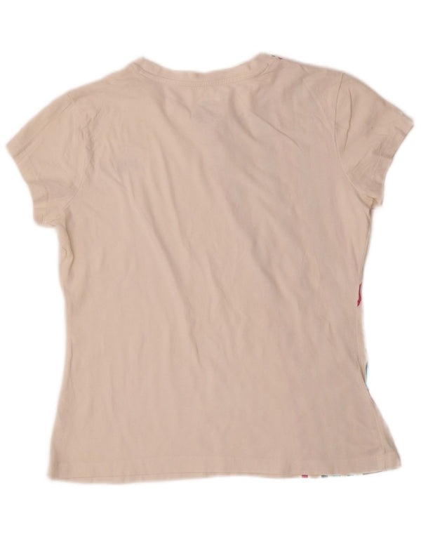 Fila Damen T-Shirt Top UK 14 Large Off White Gestreifte Baumwolle