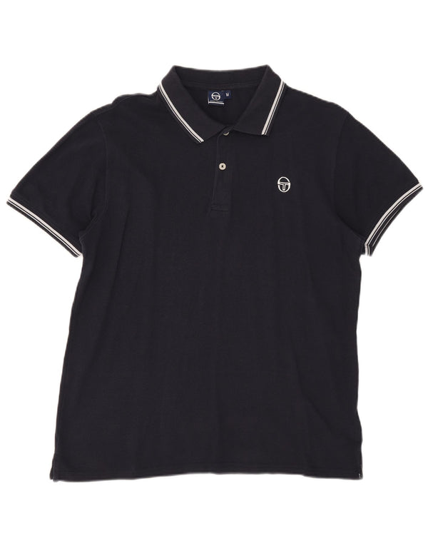 Sergio Tacchini Herren-Poloshirt, mittelmarineblaue Baumwolle