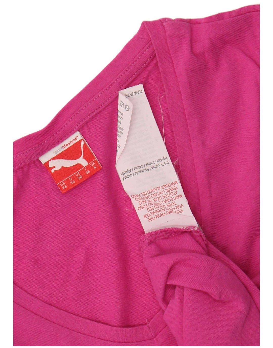 PUMA Damen Grafik T-Shirt Top UK 8 Small Rosa Baumwolle