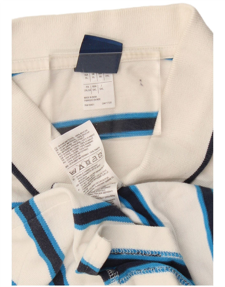 REEBOK Herren Poloshirt XL weiß gestreift aus Baumwolle