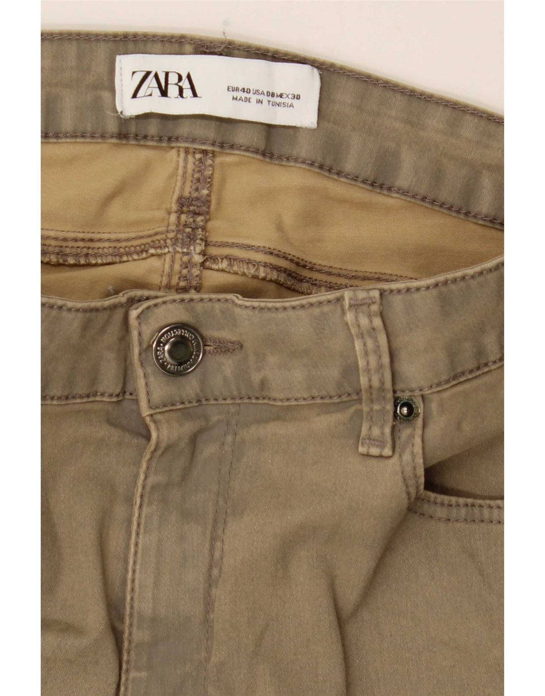 Zara Damen Slim Freizeithose EU 40 Medium W30 L27 Khaki