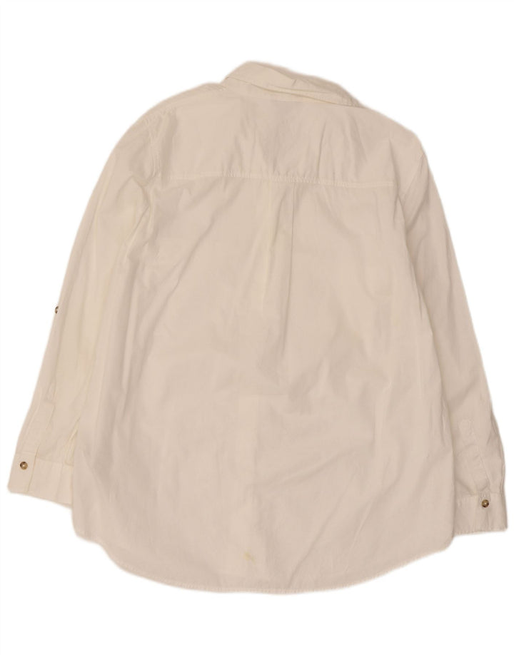 Massimo Dutti Damen Langarmshirt EU 44 XL Weiße Baumwolle