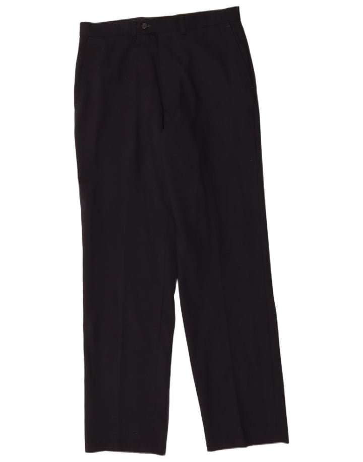 Gerade Freizeithose für Herren von Marks & Spencer, W32, L33, marineblaue Wolle
