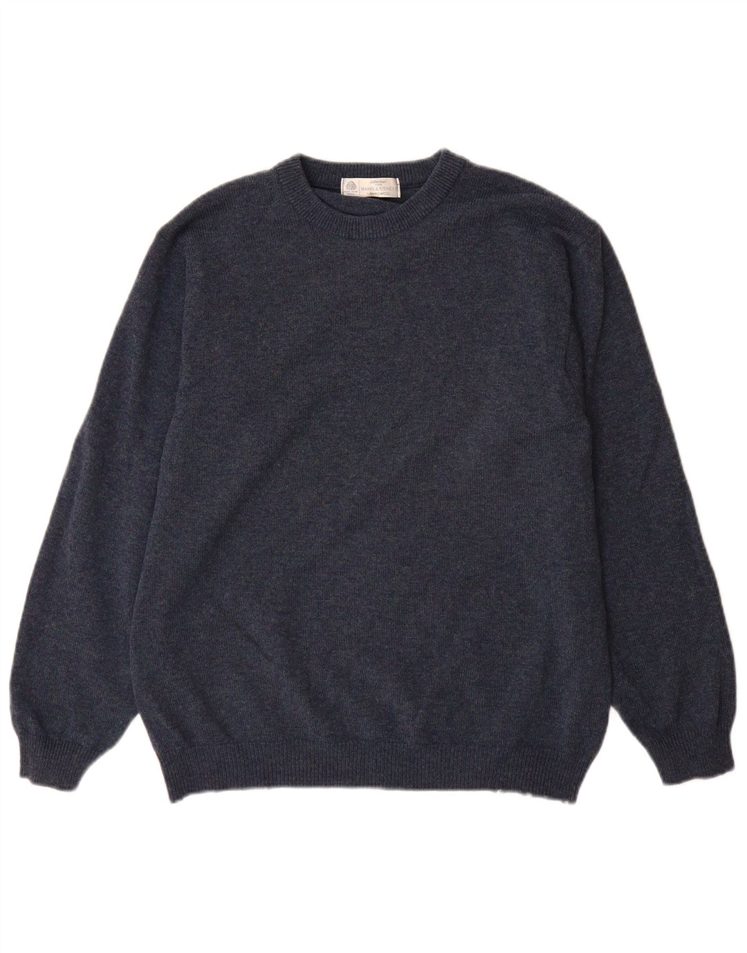 Marks & Spencer Herren-Pullover mit Rundhalsausschnitt, Mittelblaue Lammwolle