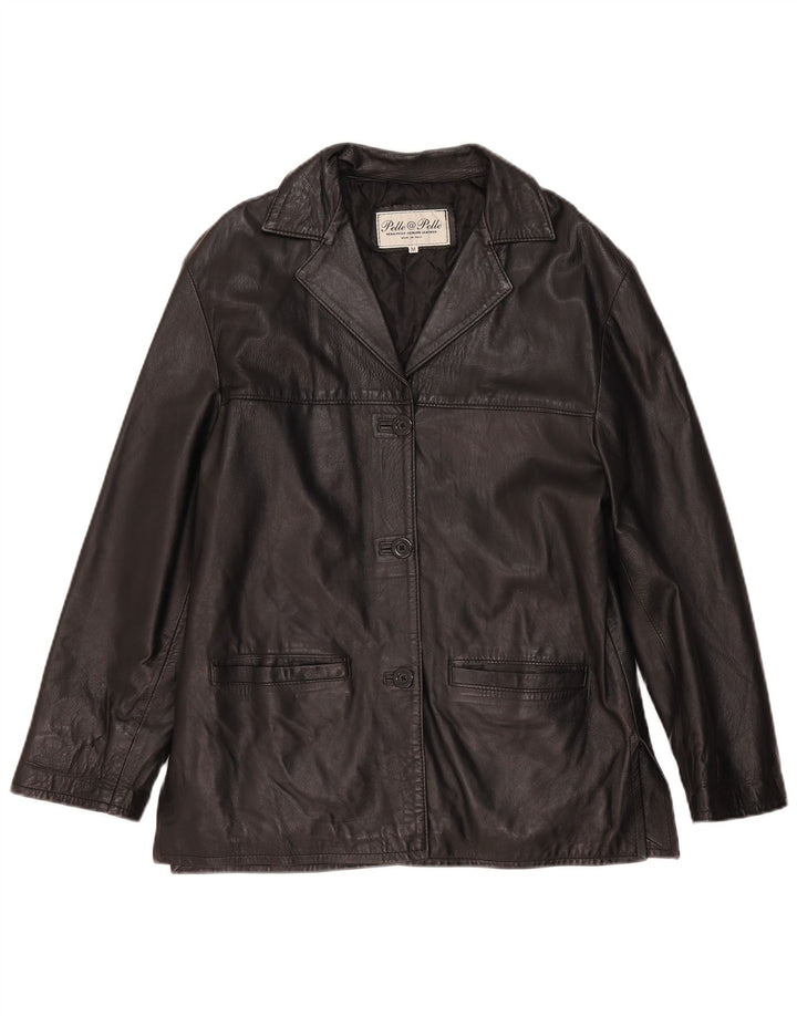 Vintage Damen Lederjacke UK 14 Mittelschwarzes Leder
