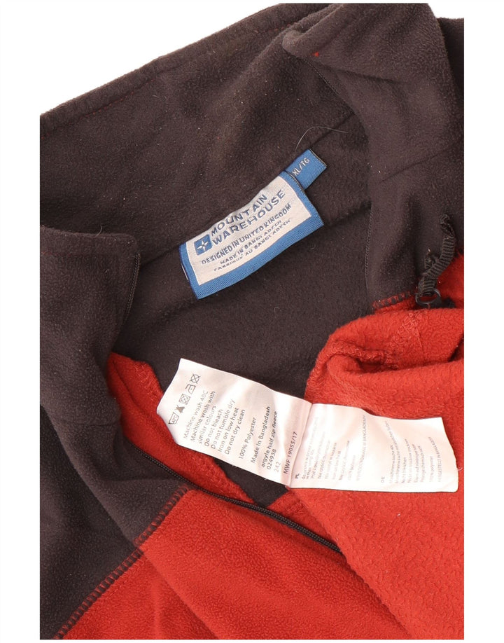 Mountain Warehouse Herren-Fleecepullover mit Reißverschluss am Hals, XL, rotes Farbblock-Polyester
