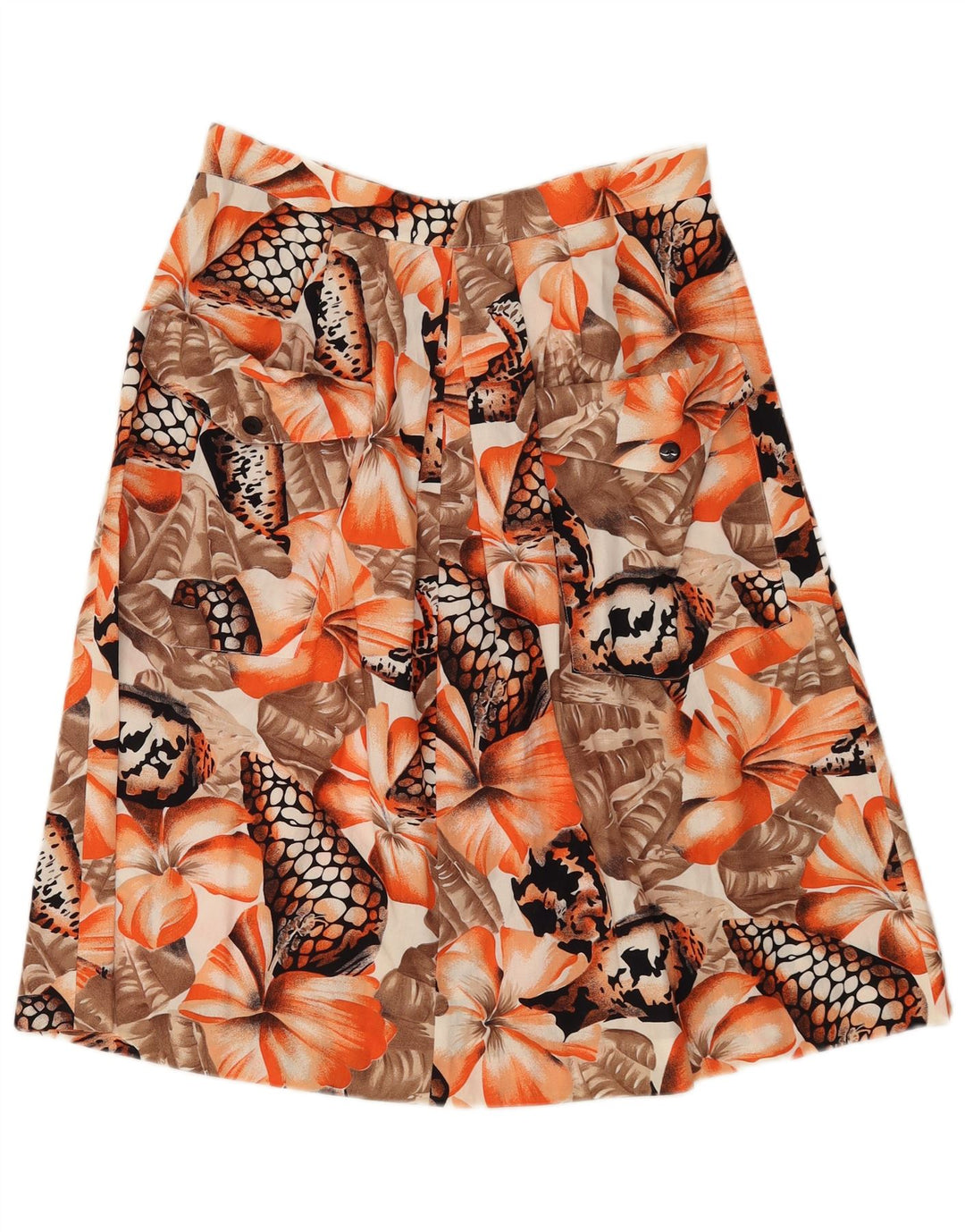Vintage Damen A-Linie Rock W30 Medium Orange Floral