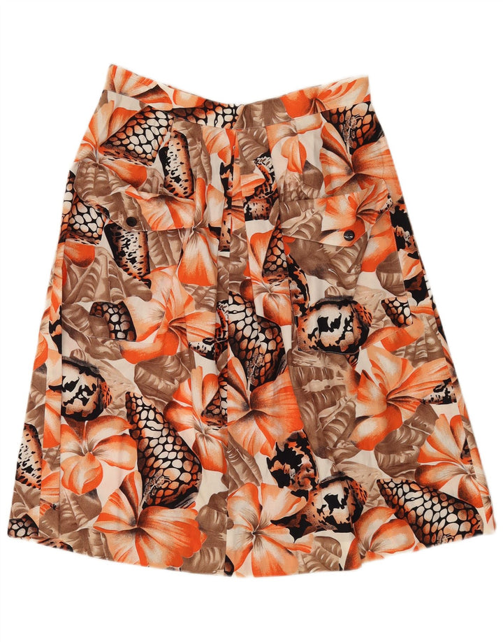 Vintage Damen A-Linie Rock W30 Medium Orange Floral