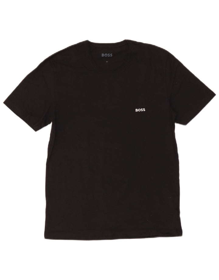 Hugo Boss Herren T-Shirt Top Medium Schwarz Baumwolle