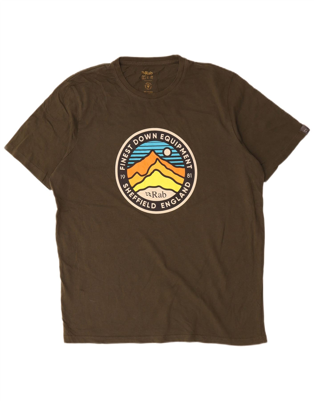 Rab Herren Grafik T-Shirt Top XL Khaki Baumwolle