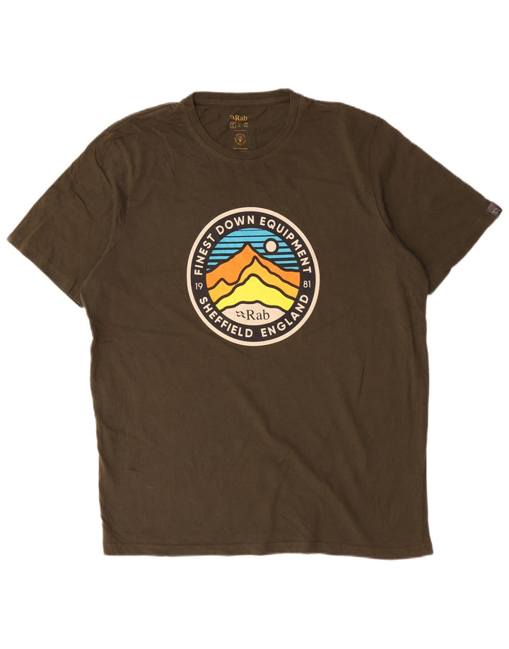Rab Herren Grafik T-Shirt Top XL Khaki Baumwolle