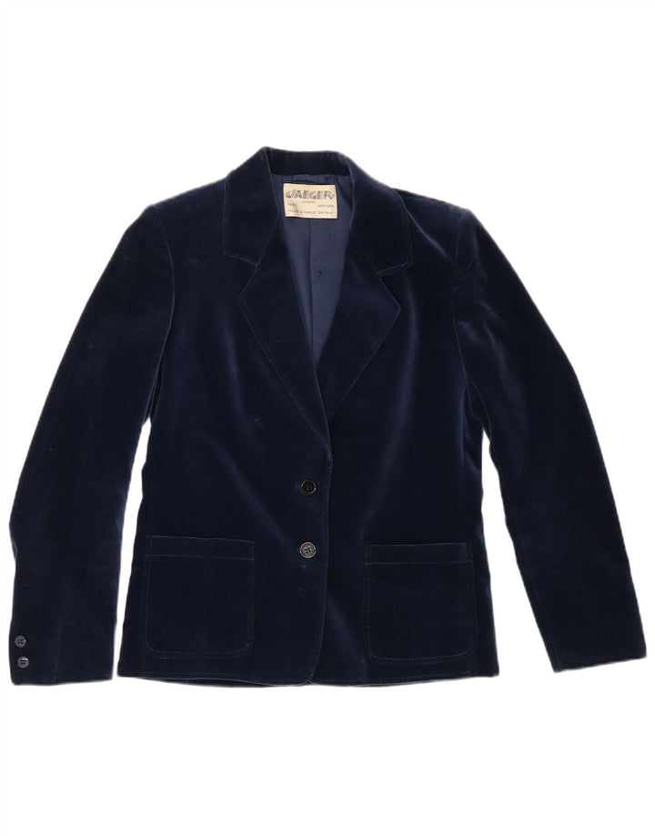 Jaeger Damen-Blazer aus Samt mit 2 Knöpfen, Gr. 8, Marineblau, Baumwolle