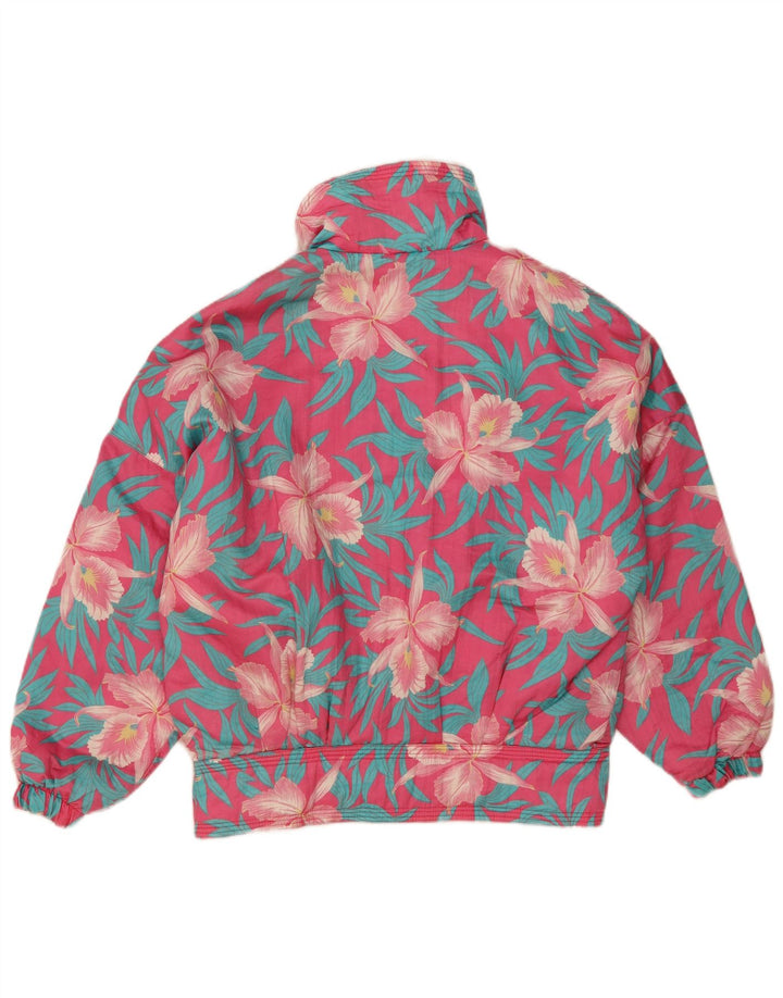 Peralp Damen-Winddichte, übergroße Skijacke, IT 38, XS, Rosa, Blumenmuster, Polyester
