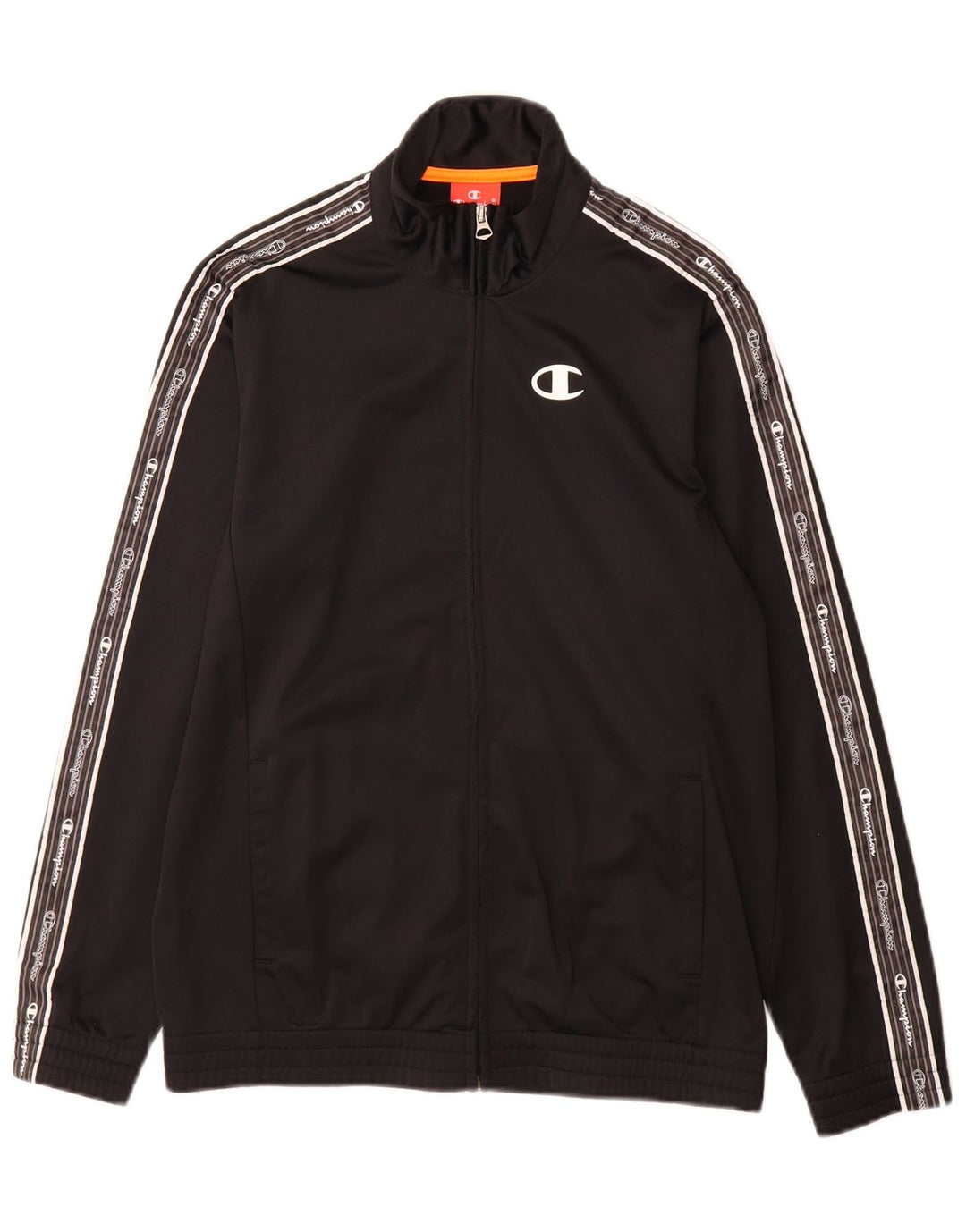 Champion Mädchen-Trainingsanzugoberteil mit Grafik, 13–14 Jahre, XL, schwarzes Polyester