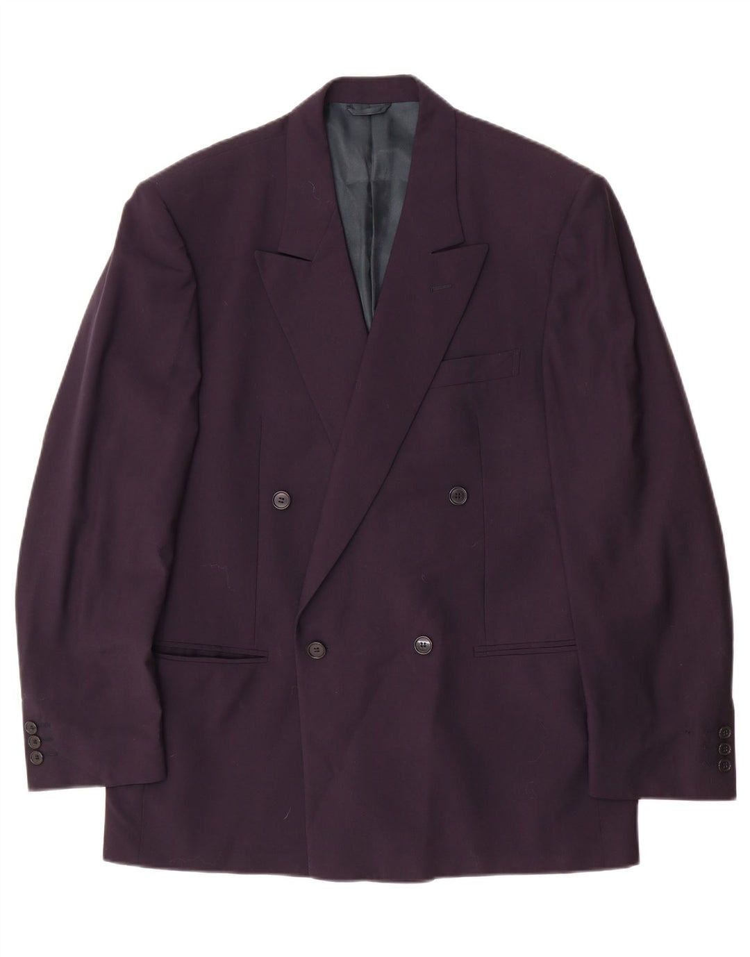 Vintage Herren Zweireiher Blazer Jacke IT 50 Große marineblaue Wolle