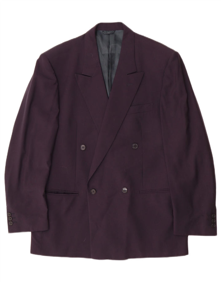 Vintage Herren Zweireiher Blazer Jacke IT 50 Große marineblaue Wolle