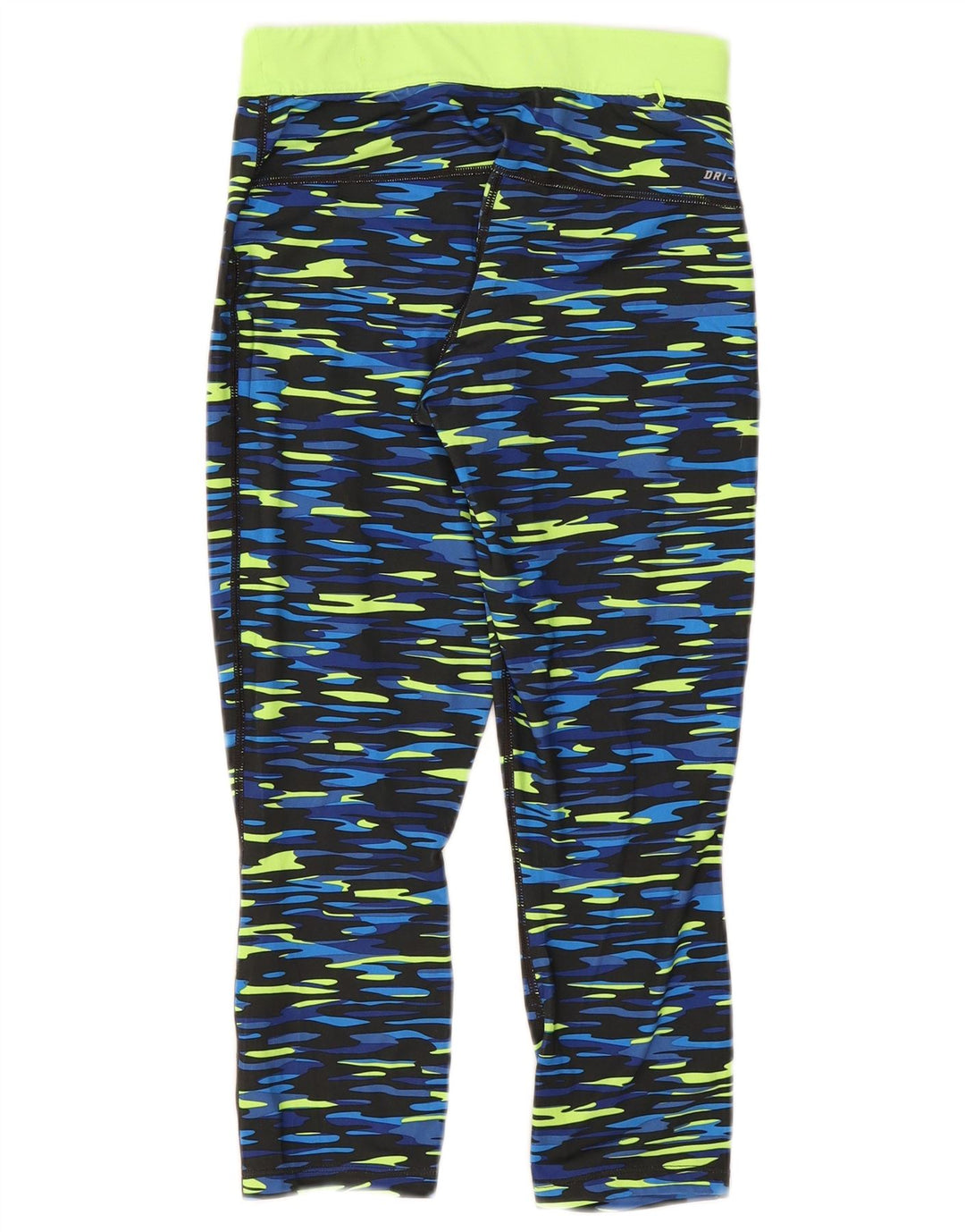 Nike Damen Dri Fit Capri Leggings UK 10 Small Blue Camouflage Polyester