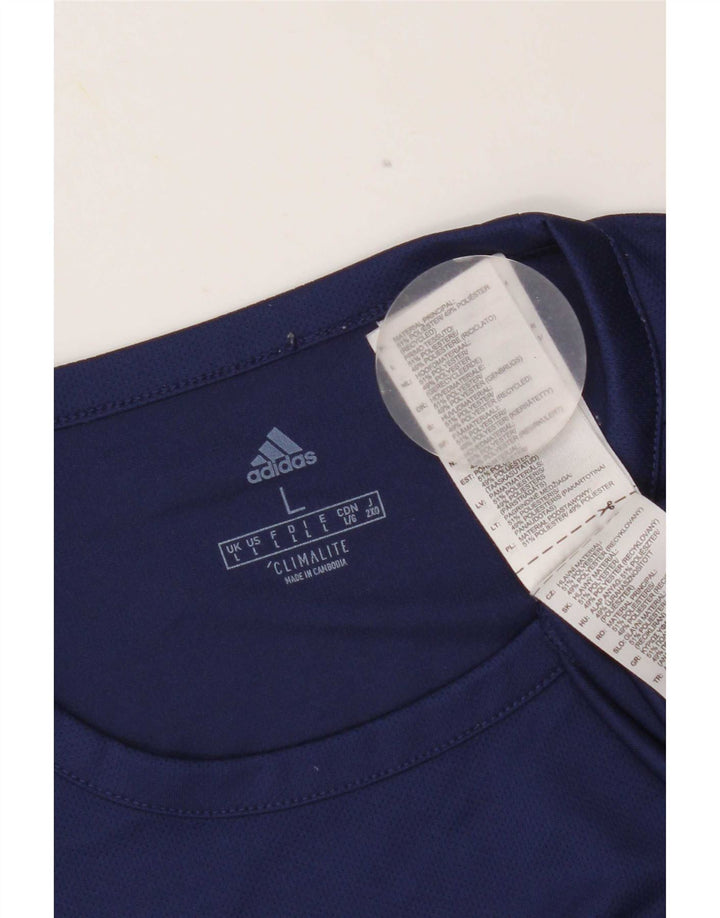 Adidas Herren Climalite T-Shirt Top Large Marineblau Colourblock Polyester