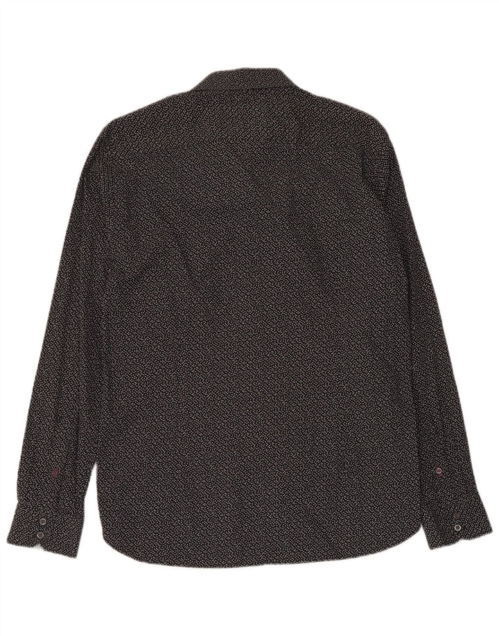 Ted Baker Herren-Hemd mit abstraktem Muster, schmale Passform, Größe 15 1/2, mittelschwarz