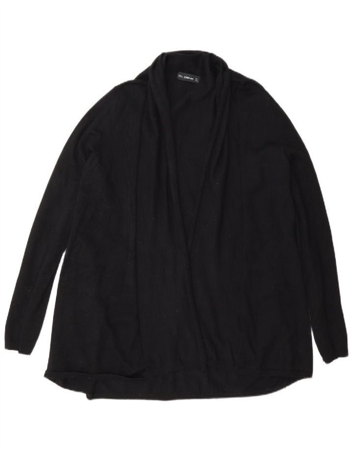 Offener Strickjackenpullover für Damen von Zara, UK 14, Größe L, schwarze Viskose