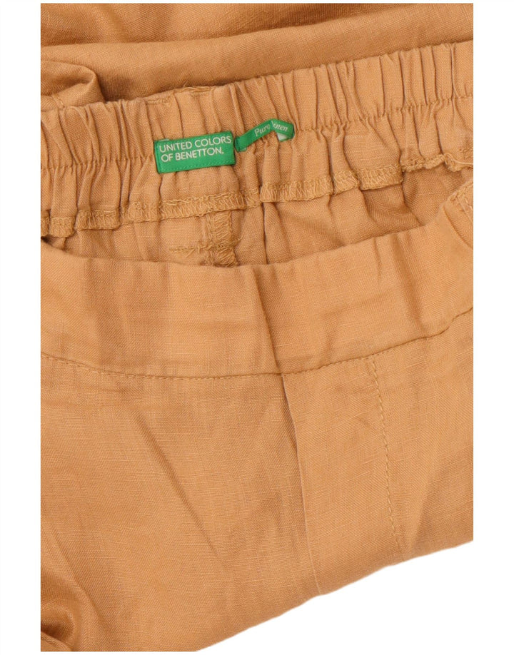 BENETTON Herren-Freizeitshorts mit hoher Taille, W32, mittelbraunes Leinen