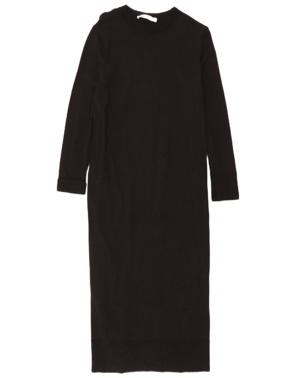 Zara Damen Langarm-Pulloverkleid, Größe S, Schwarz, Viskose