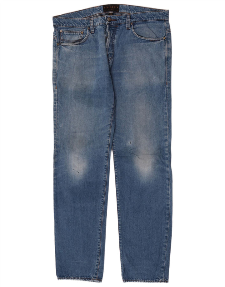 Ted Baker Herren Straight Jeans W34 L32 Blaues Polyester