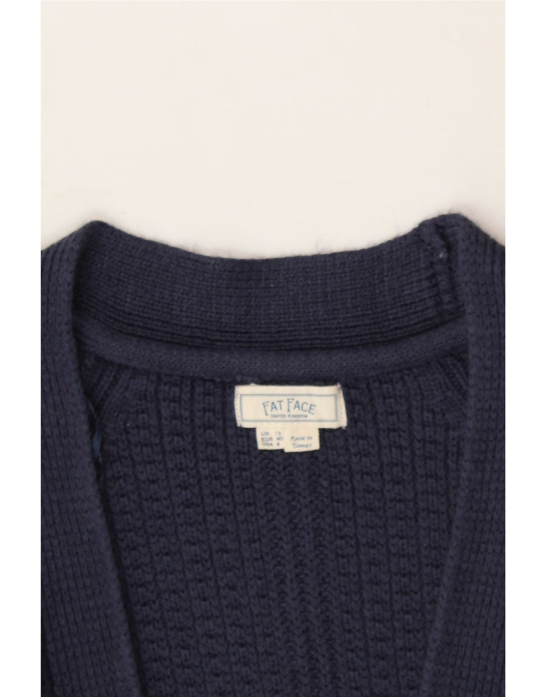 FAT FACE Womens Open Cardigan Sweater UK 12 Medium Navy Blue Viscose Vintage Fat Face and Second-Hand Fat Face from Messina Hembry 