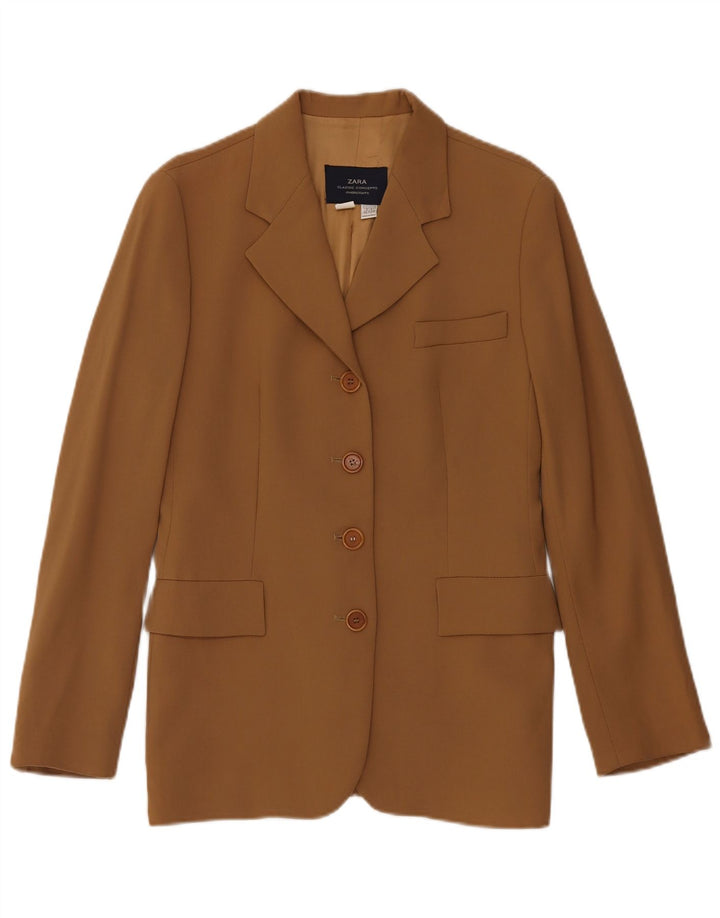 Zara Damen-Blazer mit 4 Knöpfen, EU 40, mittelbraune Wolle