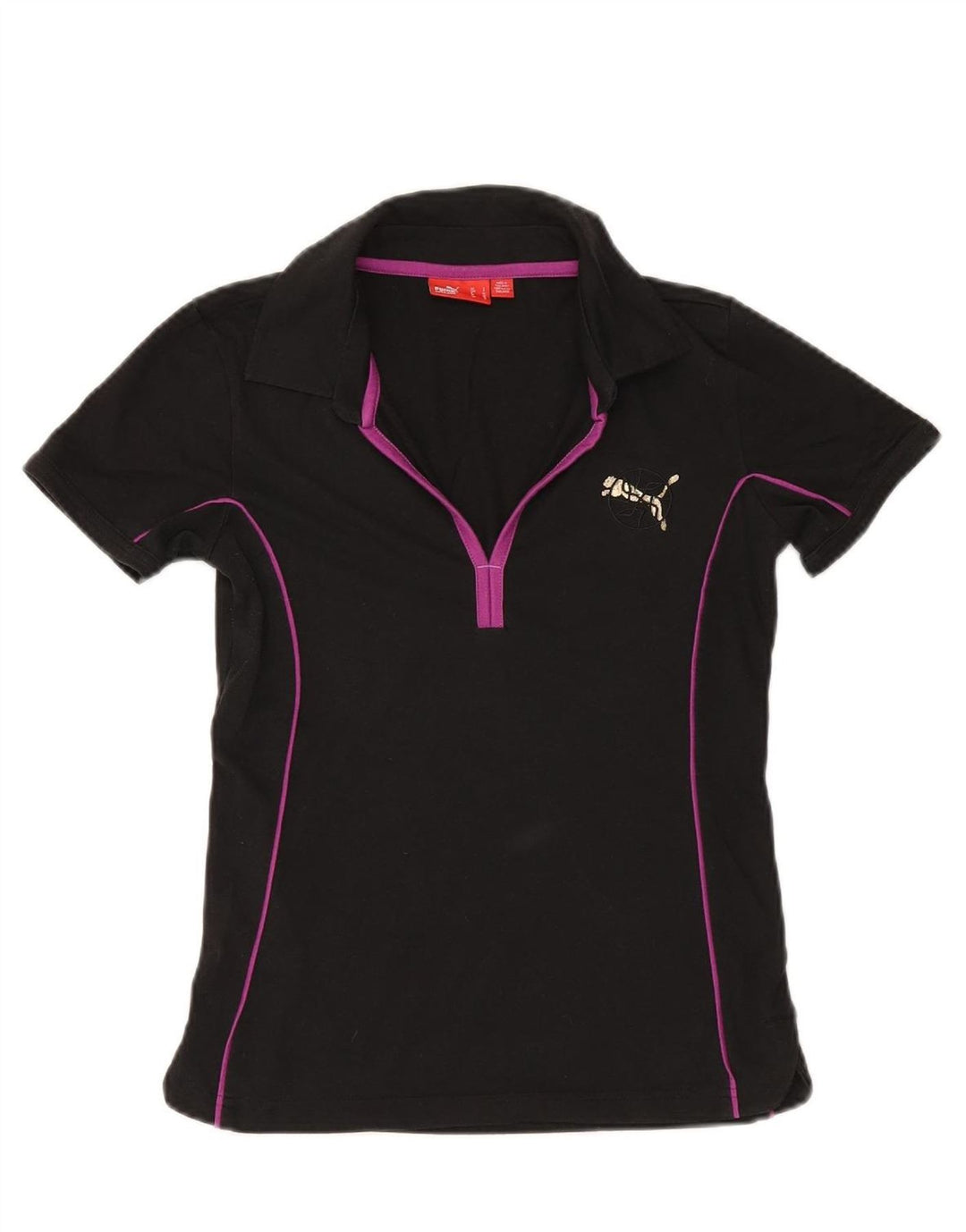 PUMA Womens Polo Shirt UK 10 Small Black