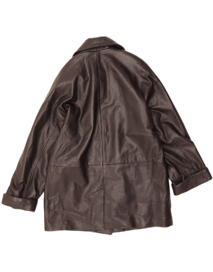 VINTAGE Womens Leather Coat EU 44 XL Black Leather Vintage Vintage and Second-Hand Vintage from Messina Hembry 