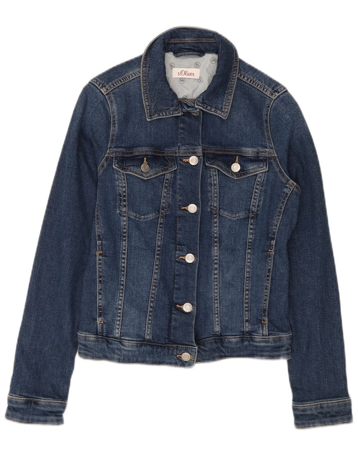 S.OLIVER Womens Crop Denim Jacket UK 8 Small Blue Cotton