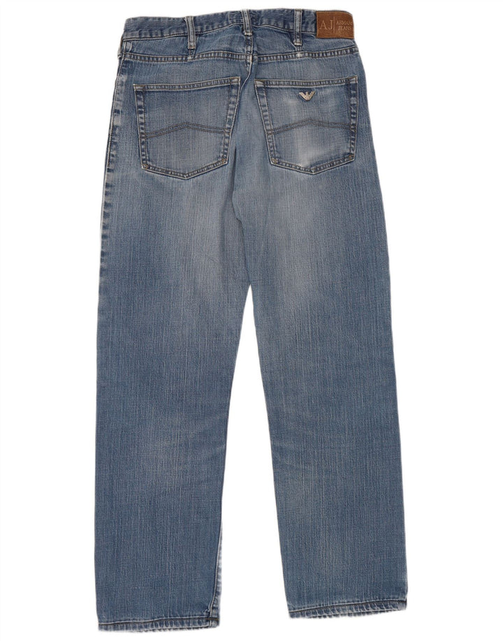 Armani Herren Straight Jeans W32 L31 Blaue Baumwolle