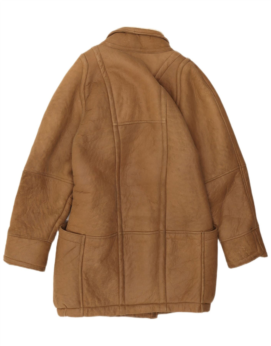 Miss Astor Damen-Lammfellmantel IT 42 Mittelbeiges Leder