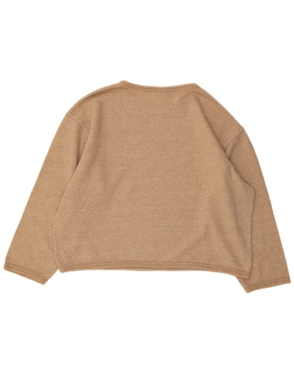 Stefanel Damen Grafik-Sweatshirt in Übergröße, Gr. 16, Beige, Wolle