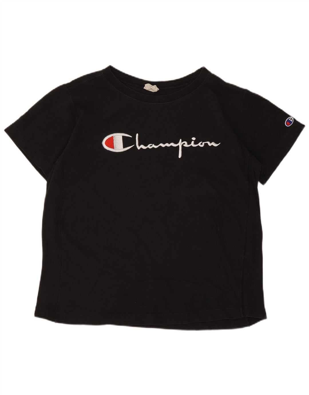 Champion Damen Grafik-T-Shirt-Oberteil UK 10 Small Schwarz
