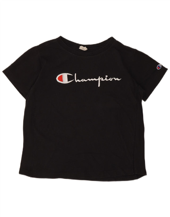 Champion Damen Grafik-T-Shirt-Oberteil UK 10 Small Schwarz