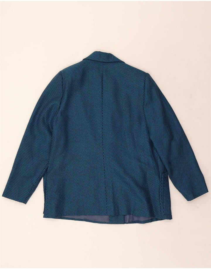 Vintage Damen Zweireihige Blazerjacke UK 18 XL Blau gestreift
