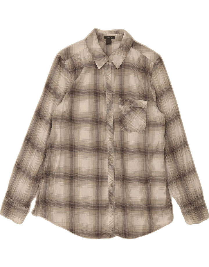 EDDIE BAUER Womens Classic Fit Shirt UK 14 Medium Grey Check Cotton Vintage Eddie Bauer and Second-Hand Eddie Bauer from Messina Hembry 