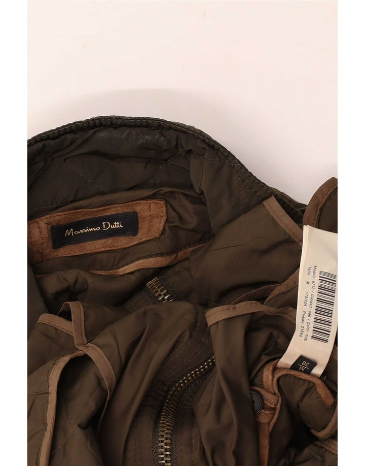 Massimo Dutti Damen Steppjacke UK 14 Medium Khaki Nylon